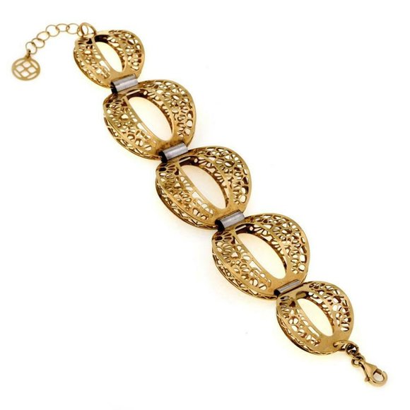 Vintage 14k Gold Large Filigree O Link Bracelet - Picture 3 of 5